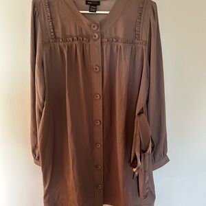 BCBGMaxAzria Taupe Button-Up Blouse